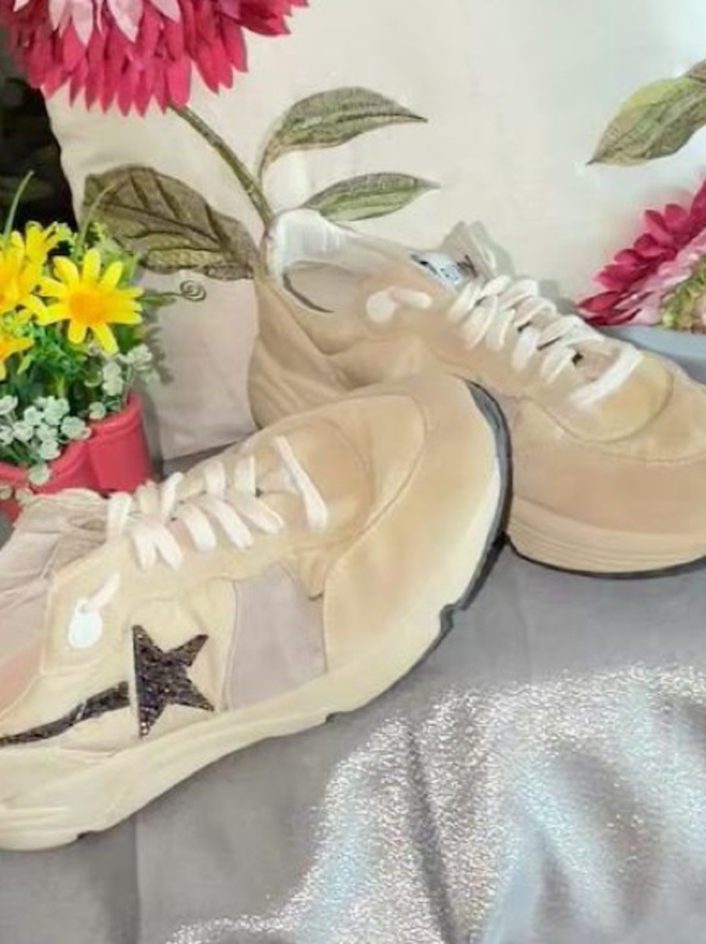 Golden Goose Running Sole Sneakers Beige Suede Gold GGDB Size 39 US 9 - Picture 4 of 14